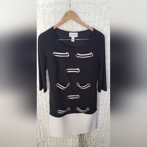 Joseph ribkoff black and white dress 12 long sleeve
